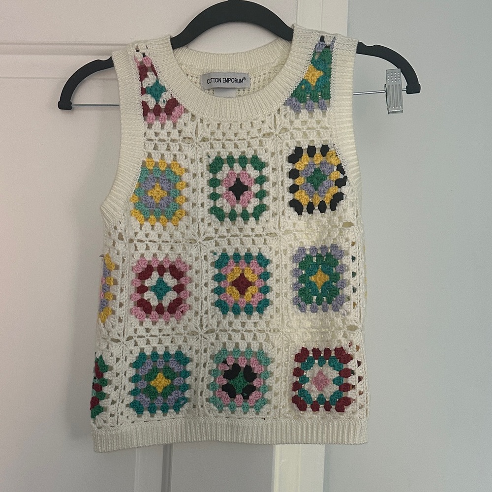 Cotton Emporium Multicolor Crochet Tank Top